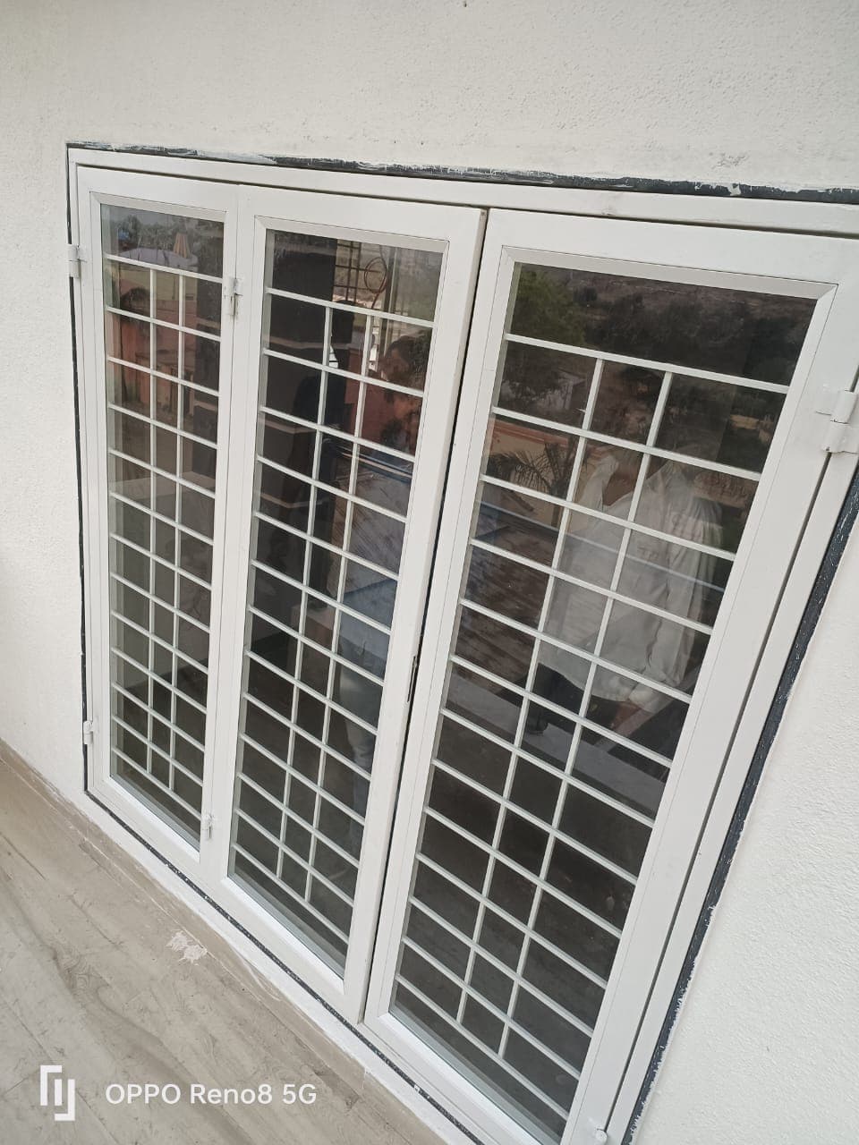 Aluminium window frame installation at a project site